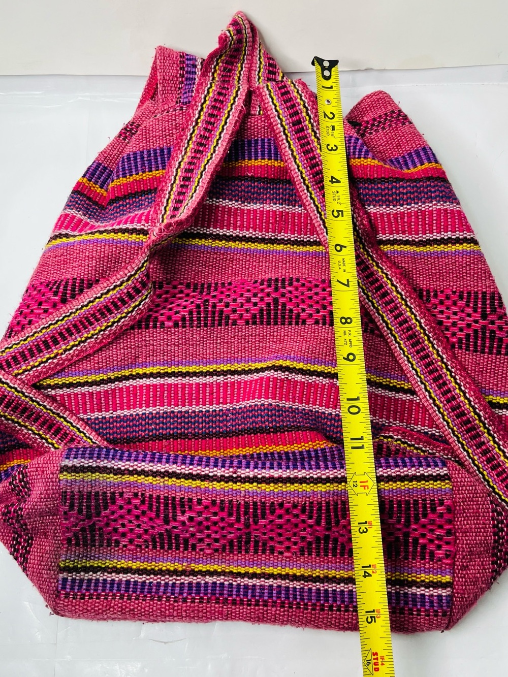 México Textile Backpack Colorful Woven Fabric Hippie Boho PINK PURPLE - Picture 4 of 7